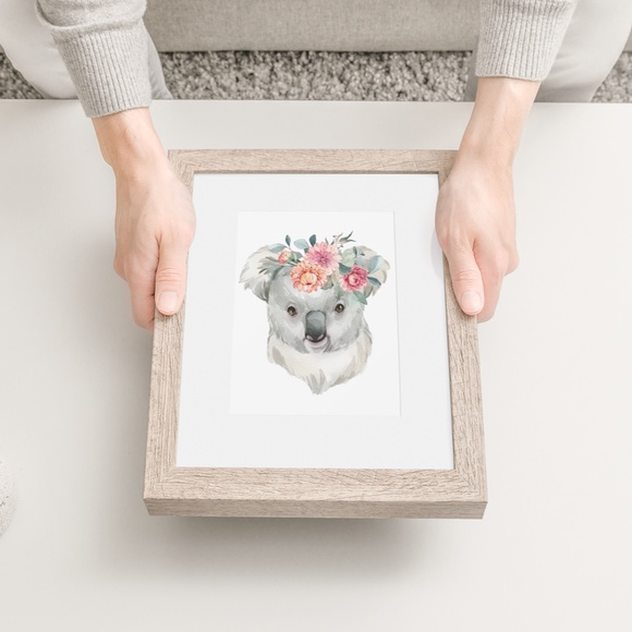 Watercolor Floral Baby Koala Illustration Wall Art Print Poster Unframed - Picture 8 of 10